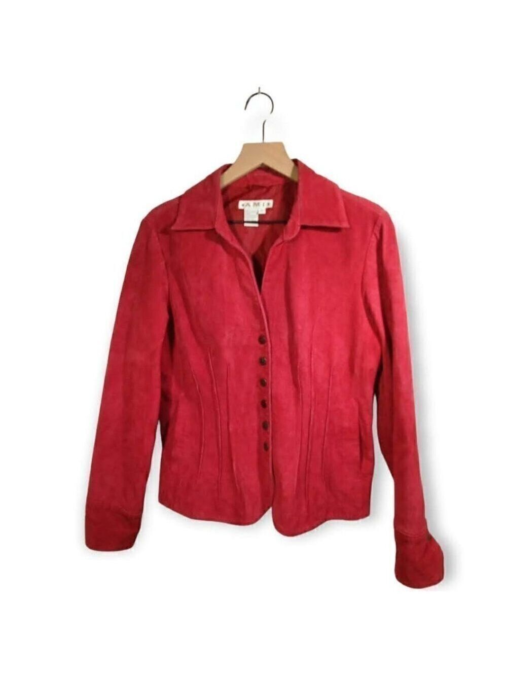 vintage A.M.I Red Suede Leather Tapered Jacket Size M